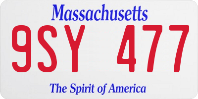 MA license plate 9SY477
