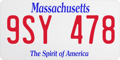MA license plate 9SY478