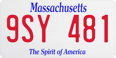 MA license plate 9SY481