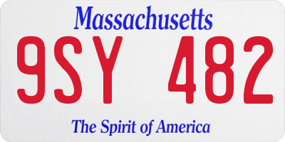 MA license plate 9SY482