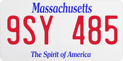 MA license plate 9SY485