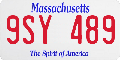 MA license plate 9SY489