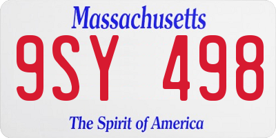 MA license plate 9SY498