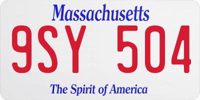 MA license plate 9SY504