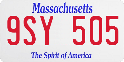 MA license plate 9SY505