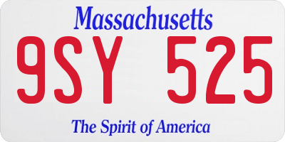 MA license plate 9SY525