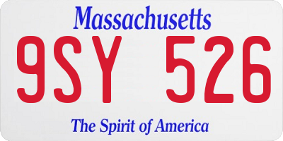 MA license plate 9SY526