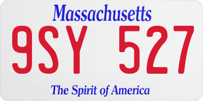 MA license plate 9SY527