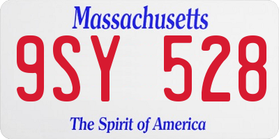 MA license plate 9SY528