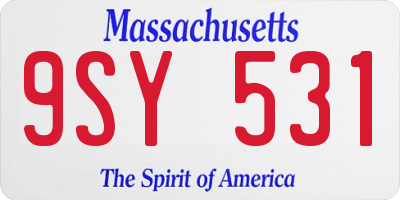 MA license plate 9SY531
