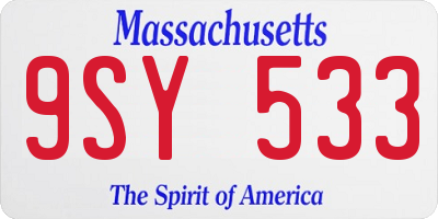 MA license plate 9SY533