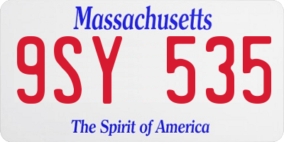 MA license plate 9SY535