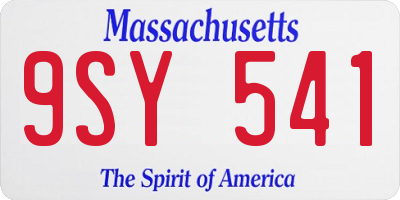 MA license plate 9SY541