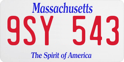 MA license plate 9SY543