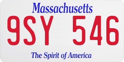 MA license plate 9SY546