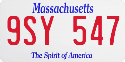 MA license plate 9SY547
