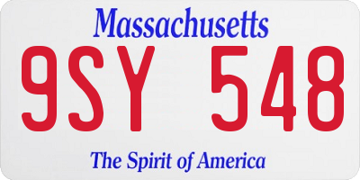 MA license plate 9SY548
