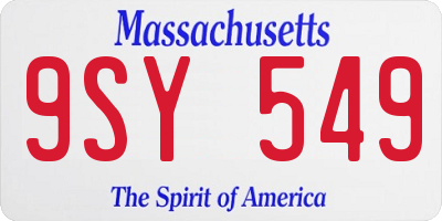 MA license plate 9SY549