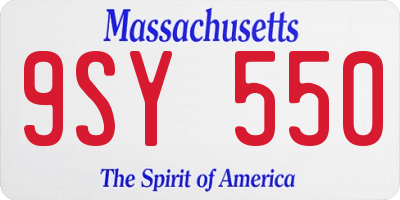 MA license plate 9SY550