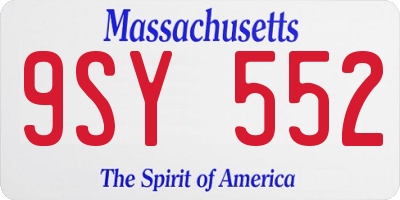 MA license plate 9SY552