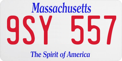 MA license plate 9SY557