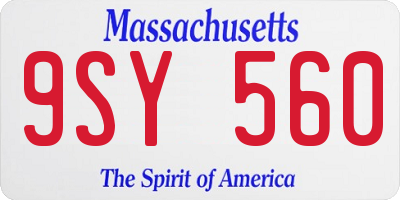 MA license plate 9SY560