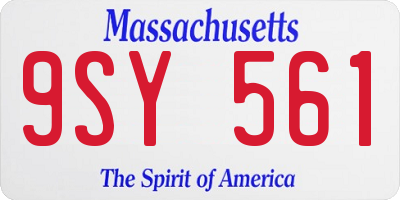 MA license plate 9SY561