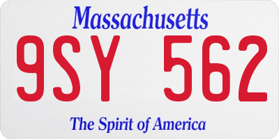MA license plate 9SY562