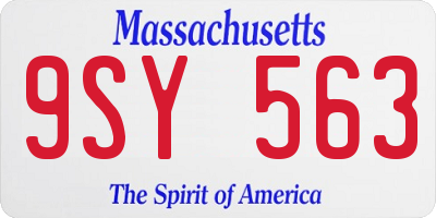 MA license plate 9SY563