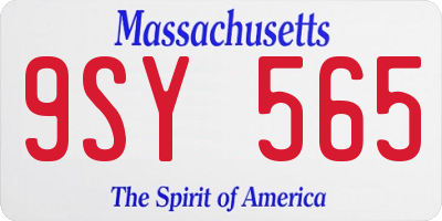 MA license plate 9SY565