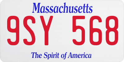 MA license plate 9SY568