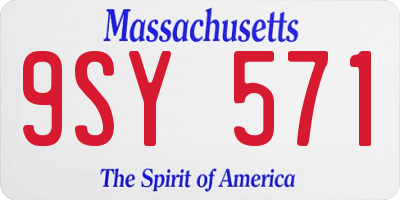 MA license plate 9SY571