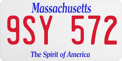 MA license plate 9SY572