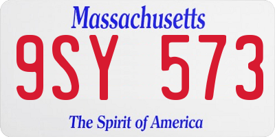 MA license plate 9SY573