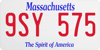 MA license plate 9SY575
