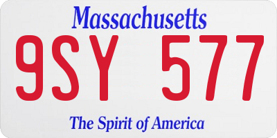 MA license plate 9SY577