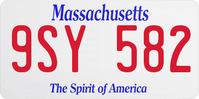 MA license plate 9SY582