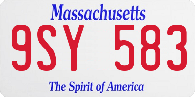 MA license plate 9SY583