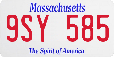 MA license plate 9SY585