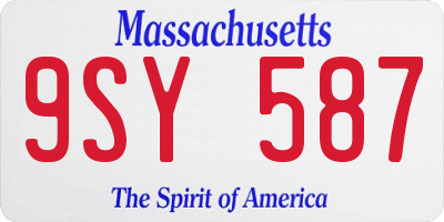 MA license plate 9SY587