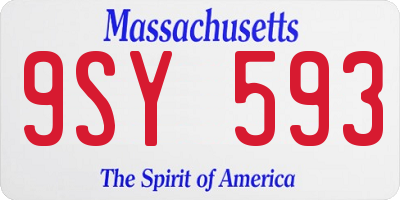 MA license plate 9SY593
