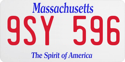 MA license plate 9SY596