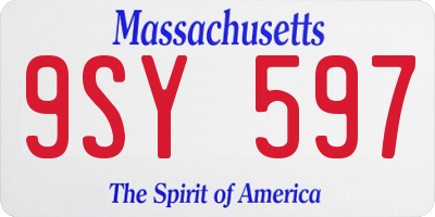 MA license plate 9SY597
