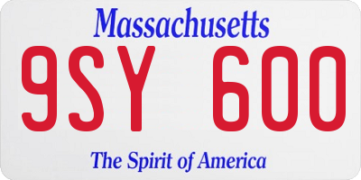 MA license plate 9SY600