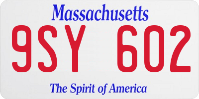 MA license plate 9SY602