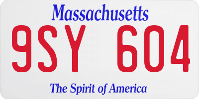 MA license plate 9SY604