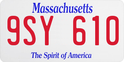 MA license plate 9SY610