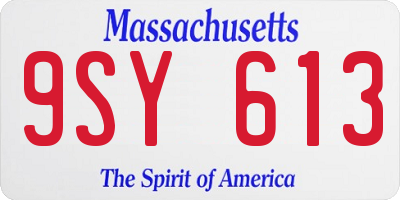MA license plate 9SY613