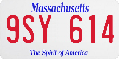 MA license plate 9SY614