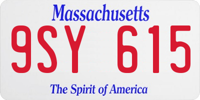 MA license plate 9SY615